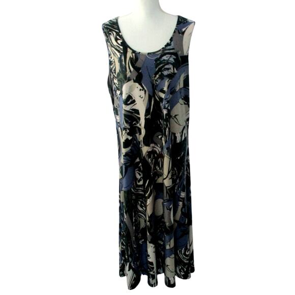 Attitudes By Renee Women's Blue & Gray Floral Stretch Sleeveless Maxi Dress XL - Picture 1 of 9
